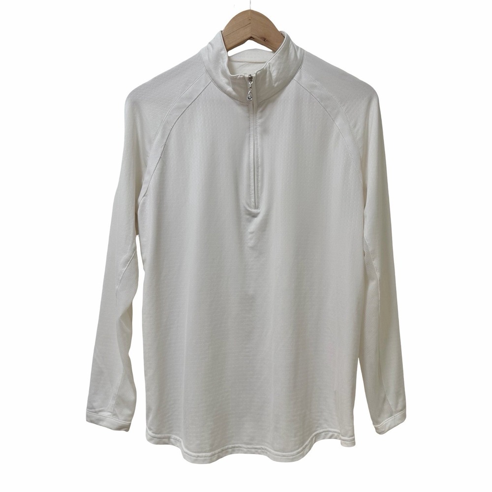 SanSoleil Womens Golf 1/4 Zip Mock Neck Top Size L White UPF 50 Sun Protection